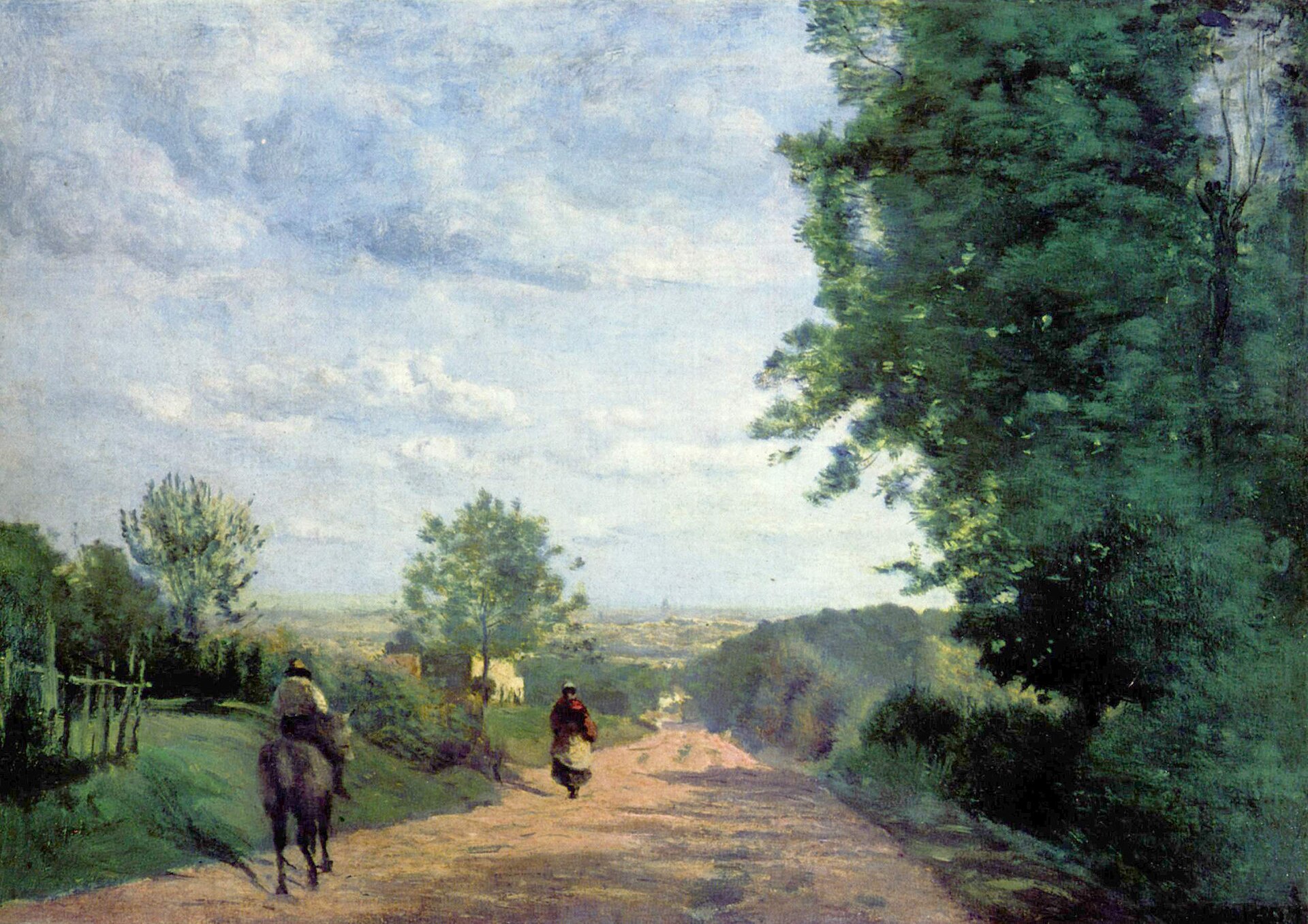 Imagem de referência de Le chemin de Sèvres, descrito nos dados abertos como pintura de Jean-Baptiste Camille Corot