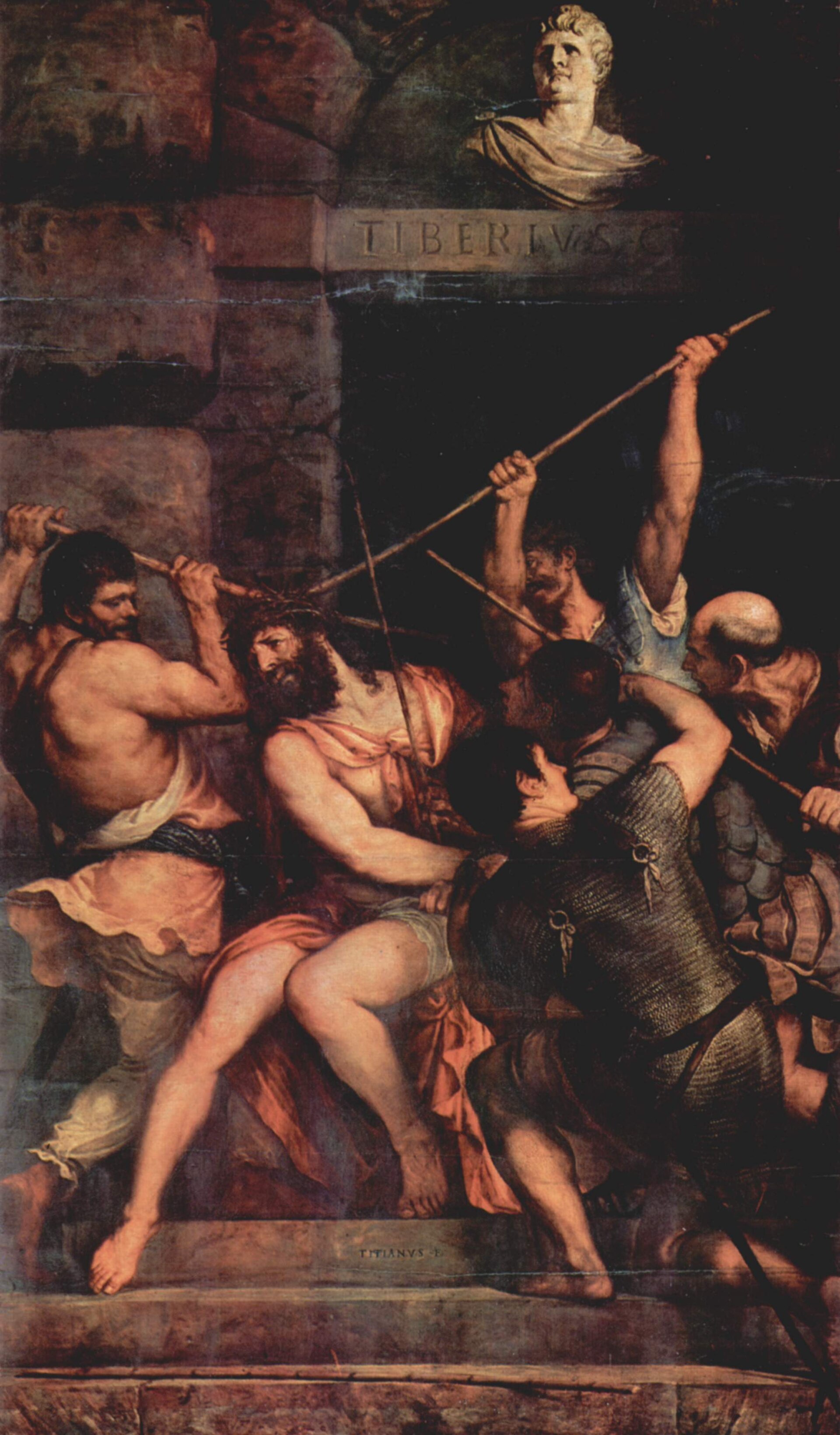 Imagem de referência de Coroação de Cristo com espinhos, descrito nos dados abertos como pintura de Ticiano