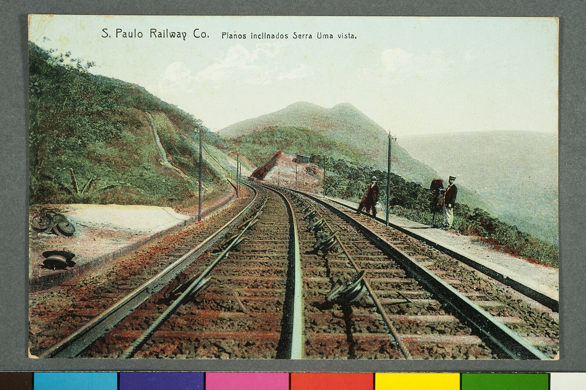 Imagem de referência de S. Paulo Railway Co. Planos Inclinados. Serra. uma Vista, descrito nos dados abertos como item da Coleção Cartões Postais, no Museu Paulista