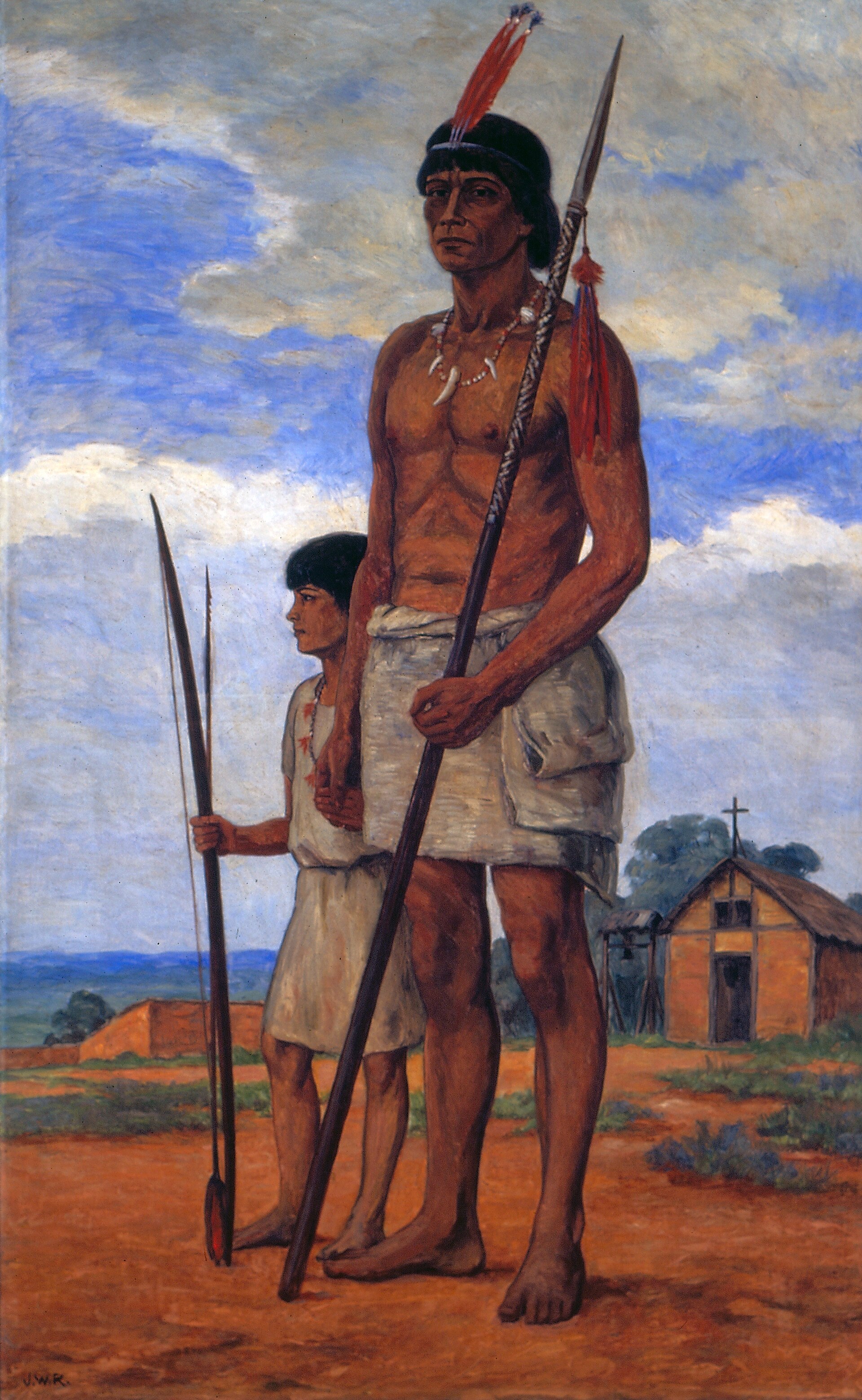 Imagem de referência de Cacique Tibiriçá e neto, descrito nos dados abertos como pintura de José Wasth Rodrigues