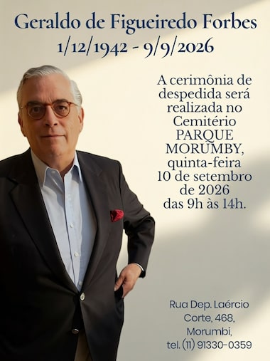 Empresário Geraldo de Figueiredo Forbes morre aos 83 anos