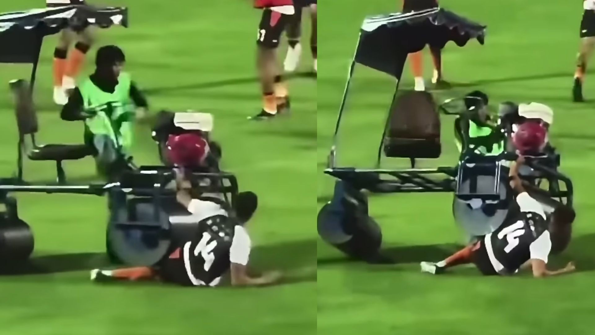 Ex-jogador da Premier League, Andros Townsend é atropelado por rolo de gramado durante partida na Tailândia