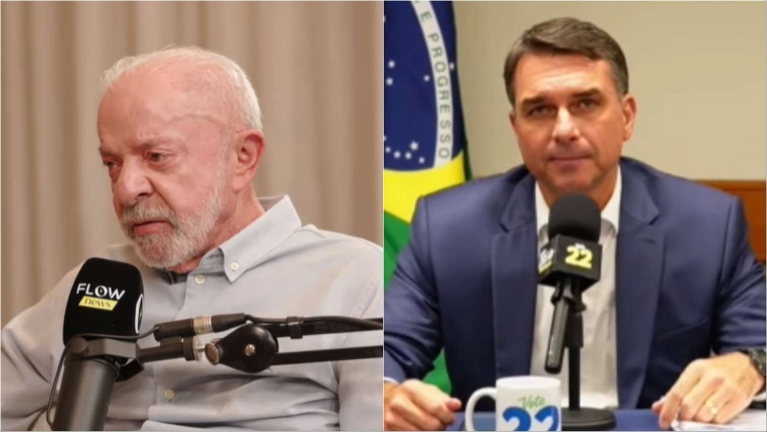 Lula e Flávio Bolsonaro participaram de lives no YouTube na noite desta quinta-feira, 1º
