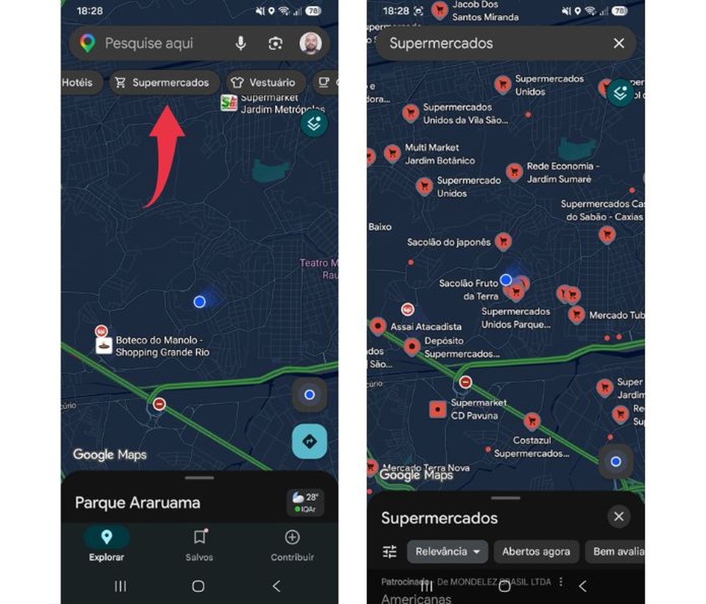 Veja como encontrar lojas e mercados próximos de você pelo Google Maps — Foto: Reprodução/Diego Cataldo